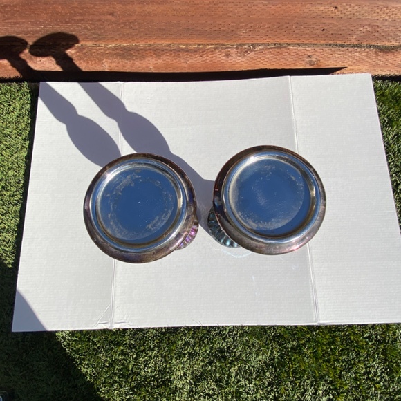 A Pair of Beautiful PILLAR BLUE GLASS CANDLE HOLDERS  2-PC - Picture 7 of 8